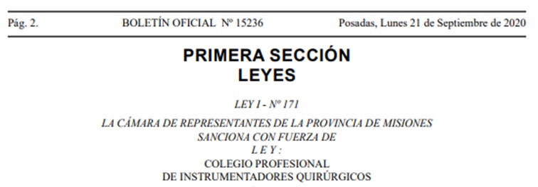 Sanción de Ley de Instrumentadores Quirúrgicos